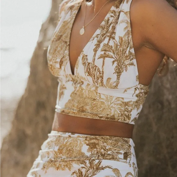 Tropical Print Halter Top and Skirt Set - Picture 1 of 6